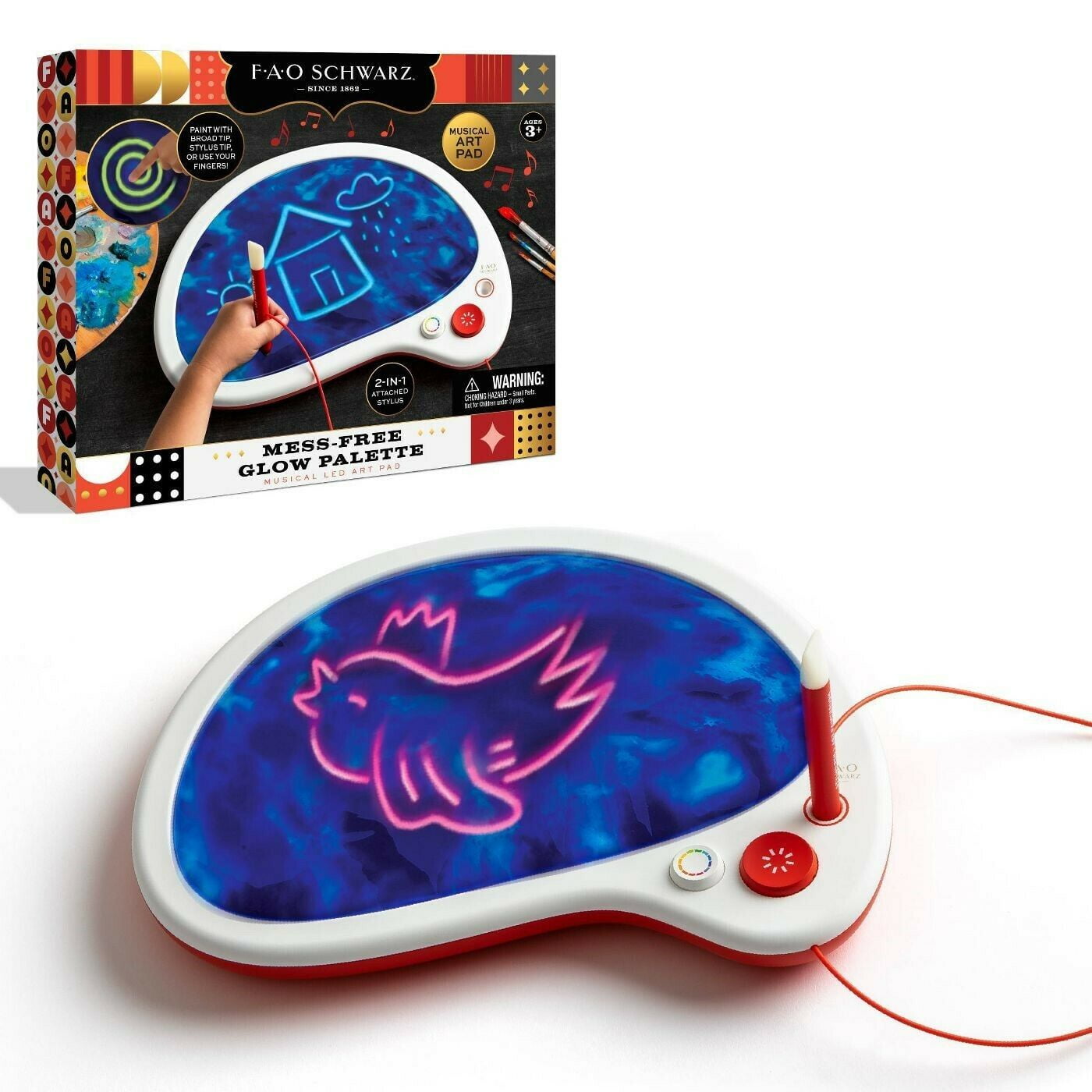 FAO Schwarz Kids Mess-Free Glow Drawing Palette - Children's Brush Art ...