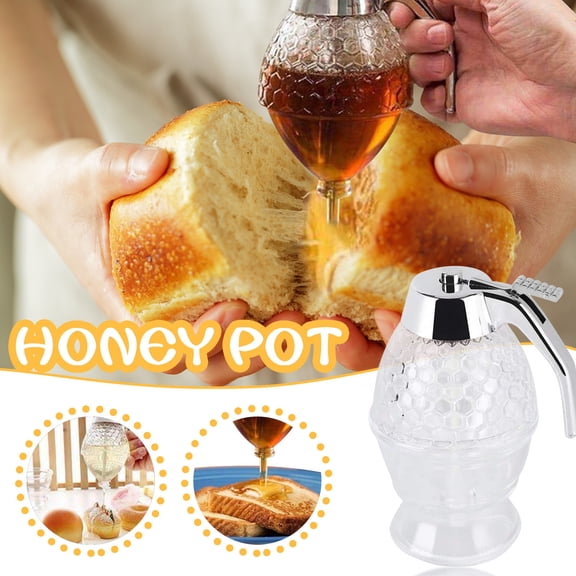 Mess-Free Honey Dispenser with 200ml Capacity, ZzCityTK Acrylic ABS Syrup Jar No-Drip Release Handle, Portable Kitchen Condiment Container for Pancakes Waffles Coffee Easy Clean