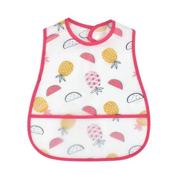 Mess Proof Baby Apron,Waterproof & Lightweight Baby-Led Weaning Apron,100% Recycled Polyester,Easy Clean & Machine Washable (Floral Pop, Small 6-24 Months),Baby bibs(Watermelon Red,17.52x11.024")