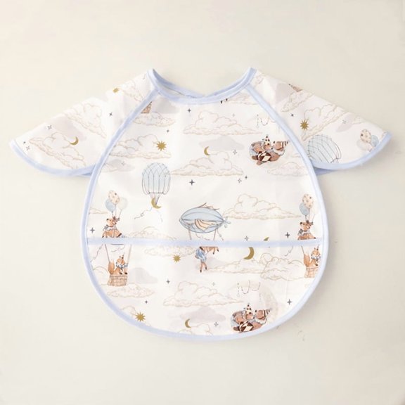 Mess Proof Baby Feeding Bibs with Food Catcher Pocket, Soft Lightweight Waterproof Fabric Material, Adjustable and Easy Clean Toddler Bibs for 6-36 Months