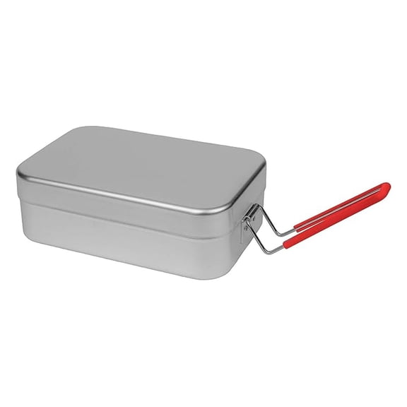 Mess Tin Reusable Sustainable Storage Container, Red Handle, Large