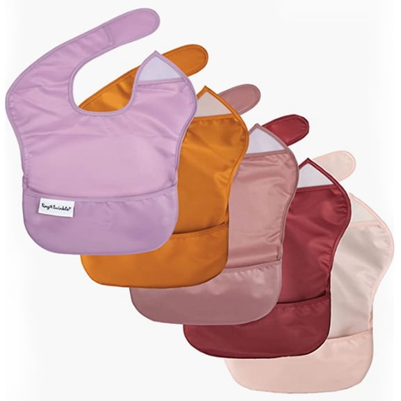 Tiny Twinkle Mess-Proof Easy Food Bibs Waterproof Multi-Pack Sets | Baby & Toddler