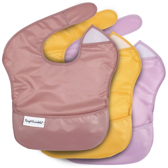 Tiny Twinkle Mess-Proof Easy Food Bibs Waterproof Multi-Pack Sets | Baby & Toddler
