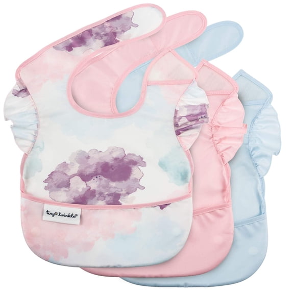 Tiny Twinkle Mess-Proof Easy Waterproof Food Bibs Multi-Pack Sets | Baby & Toddler