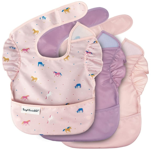 Tiny Twinkle Mess-Proof Easy Waterproof Food Bibs Multi-Pack Sets | Baby & Toddler
