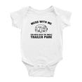 thumbnail image 1 of Mess with Me & You Mess with The Whole Trailer Park Cute Baby Bodysuits Boy Girl One-pieces, 1 of 5