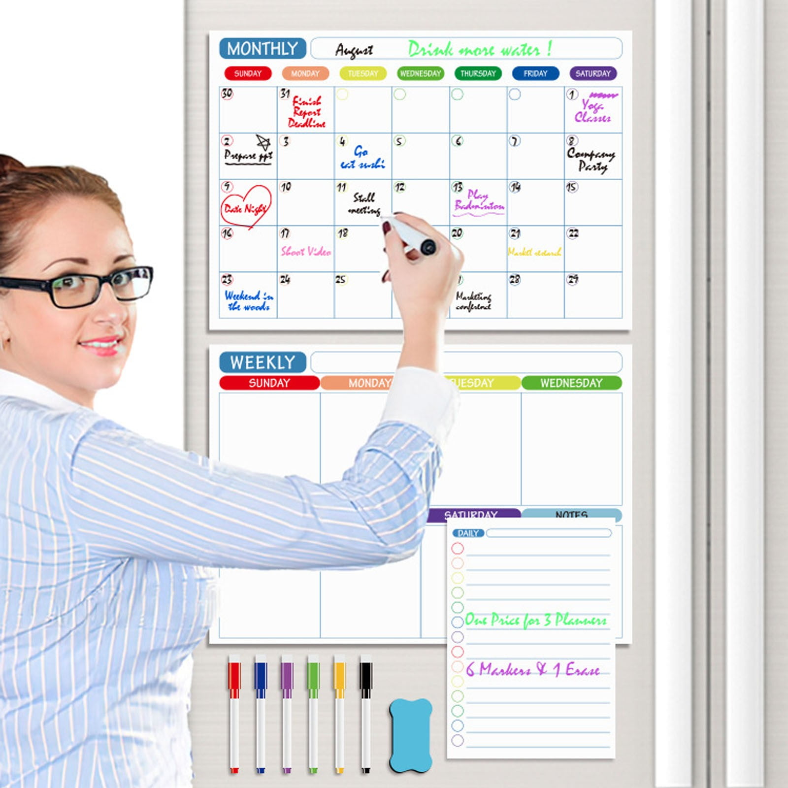 Message Board Clearance！ Adfiey Calendar Bundle For Fridge 3 Boards 