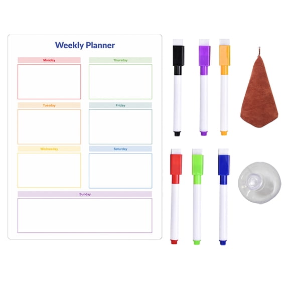 Message Board For Wall, Magnetic PVC Schedule Board, Dry Erase Message Board, Refrigerator Whiteboard Movable, With 6 Pens, Suction Cups, Towels
