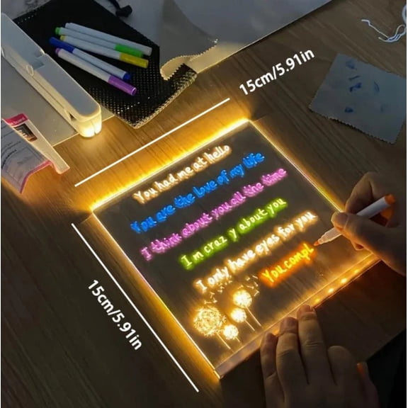 Message Board LED Light Up Acrylic Erasable Children's Painting Drawing Board DIY for Kids Birthday Gifts Bar Advertising Boards