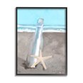 thumbnail image 1 of Message Bottle Beach Shore Coastal Graphic Art Black Framed Art Print Wall Art, 1 of 7