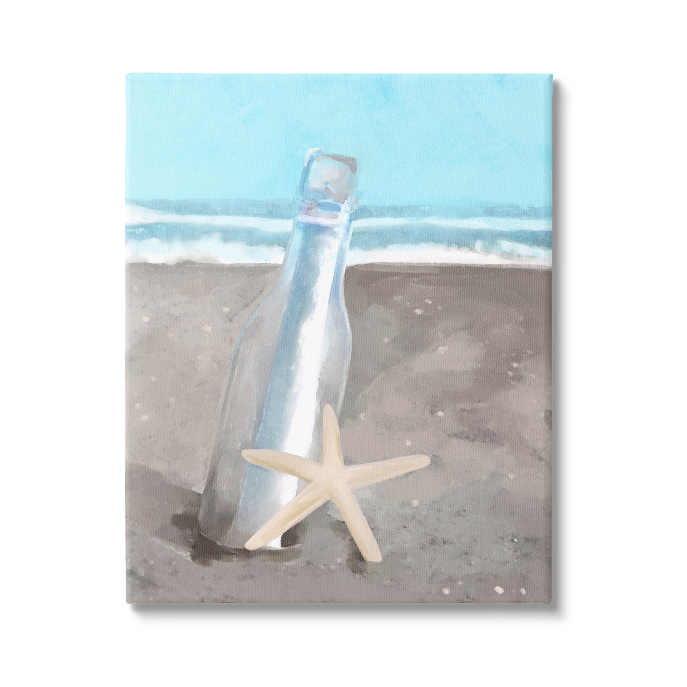 Message Bottle Beach Shore Coastal Graphic Art Gallery Wrapped Canvas Print Wall Art