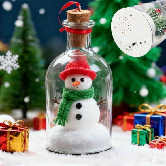 Message In A Bottle,Recordable Christmas Ornament,Christmas Tree Message In A Bottle, Recordable Christmas Ornament, Snowy Scene in Nostalgic Bottle for Unique Home Xmas Festive Party(Snowmen)