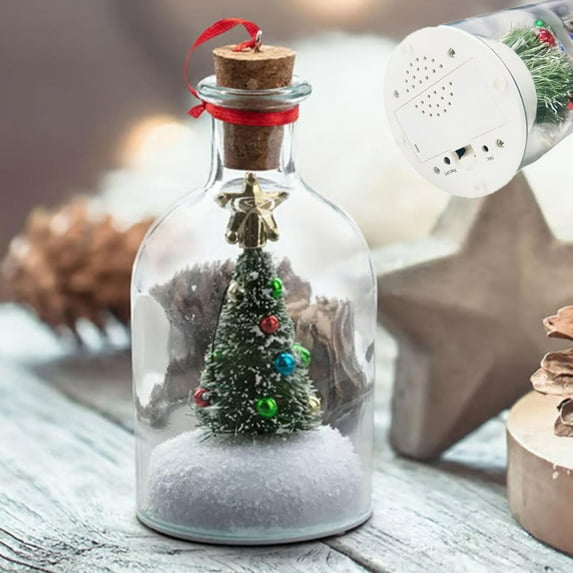 Message In A Bottle,Recordable Christmas Ornament,Christmas Tree Message In A Bottle, Recordable Christmas Ornament, Snowy Scene in Nostalgic Bottle for Unique Home Xmas Festive Party(Green)