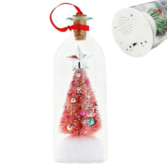 Message In A Bottle,Recordable Christmas Ornament,Christmas Tree Message In A Bottle, Recordable Christmas Ornament, Snowy Scene in Nostalgic Bottle for Unique Home Xmas Festive Party(Red)
