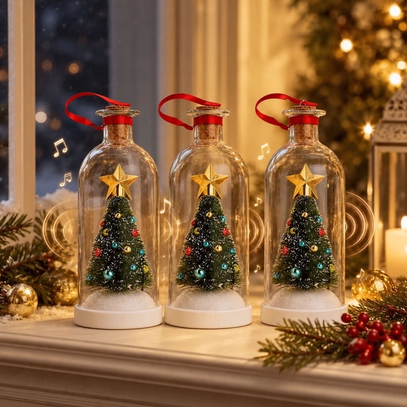 Message In A Bottle Recordable Christmas Tree Ornament Voice Recording Keepsake Christmas Voice Message Bottle Glass Christmas Bottle Decoration Tree Hanging Holiday Gift
