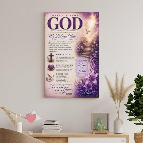 Message From God Lavender Wall Art, Unframed Paper Poster 8x10in