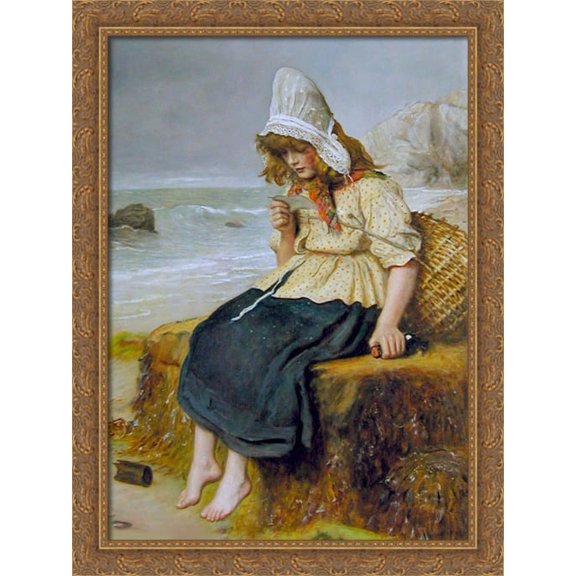 Message From the Sea 28x38 Large Gold Ornate Wood Framed Canvas Art by John Everett Millais