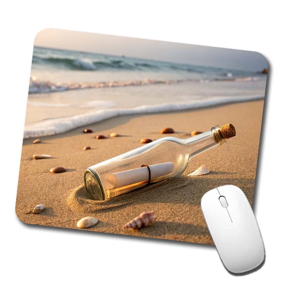Message In A Bottle Beach Ocean Mouse Pad Low Profile Gaming Mat