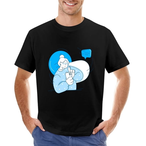Message Men’s T-Shirt 100% Cotton Casual Short Sleeve Tops Gift Tee Black S