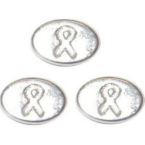 Message Ribbon Beads (100 Count) Cancer Awareness Ribbon Beads - Silver Plated