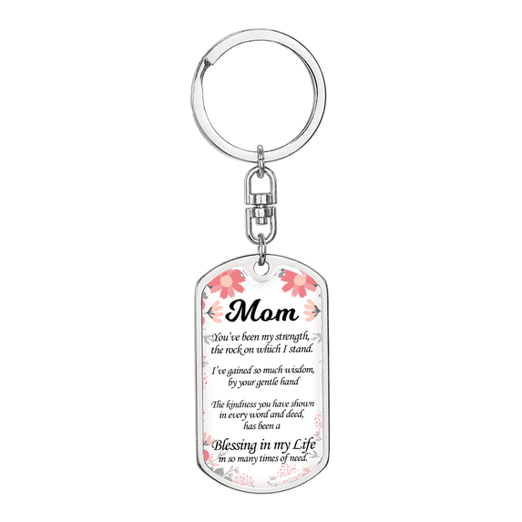 Message To My Mom Swivel Keychain Dog Tag Stainless Steel or 18k Gold