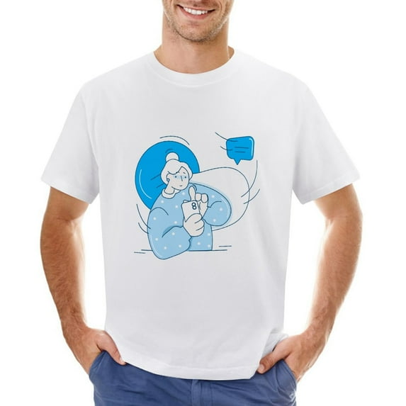 Message Vintage T-shirt Mens Cotton Classic Crewneck Short Sleeve Tees Unisex White L