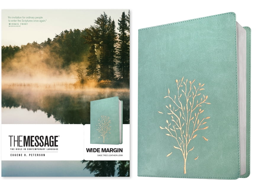 The Message Wide Margin Bible (Leather-Look, Sage Tree), (Hardcover)