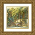 thumbnail image 1 of Messely, Johan 26x26 Gold Ornate Wood Framed with Double Matting Museum Art Print Titled - La terrasse du chateau, 1 of 4