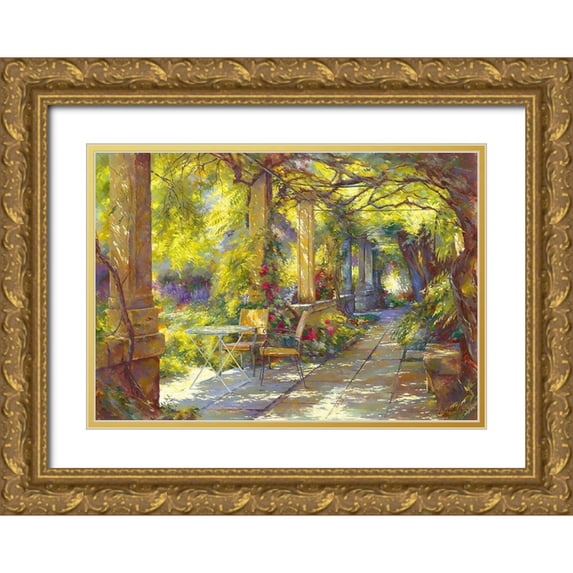 Messely, Johan 32x24 Gold Ornate Wood Framed with Double Matting Museum Art Print Titled - Promenade provencale