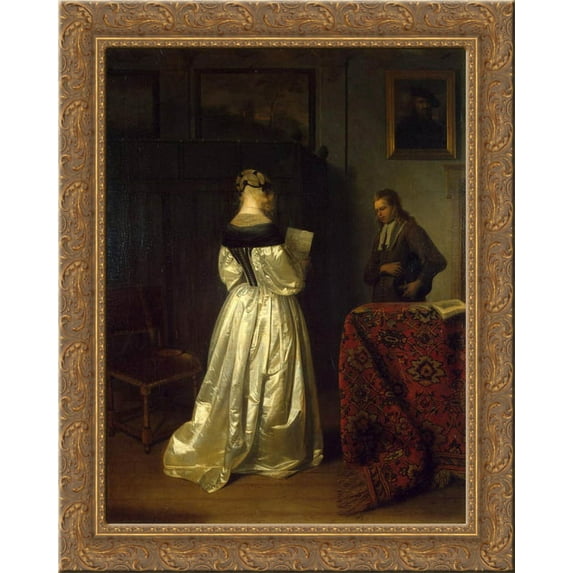 Messenger 24x20 Gold Ornate Wood Framed Canvas Art by Gerard Terborch