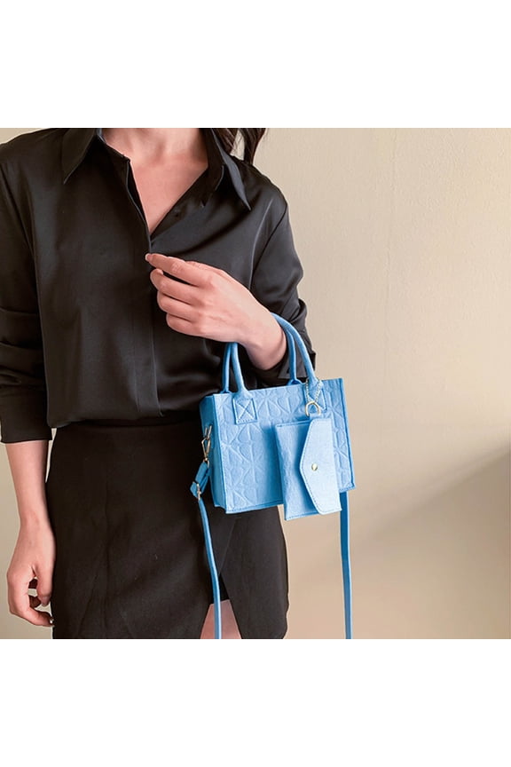 Messenger Bag, Czzoypi Fashion Zipper Shoulder Bag, Felt Material Casual Crossbody Handbag Secure Storage For Women, Blue