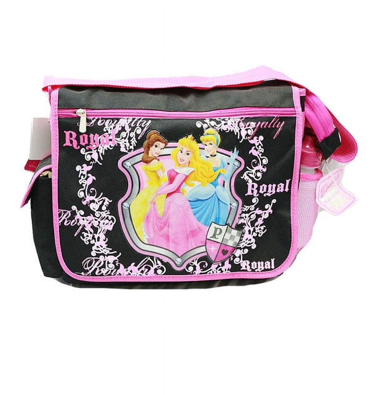 Messenger Bag Disney Princess Black w/Water Bottle New School Bag 35350
