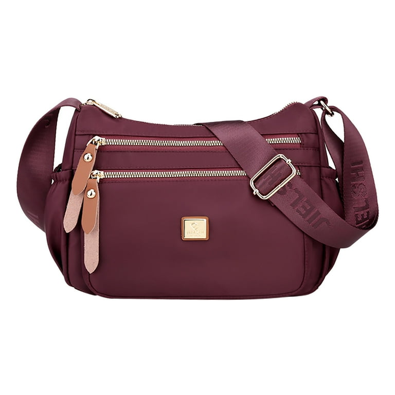 Messenger Bag Fashion Multicolor Nylon Fabric Large Capacity Zipper Adjustable Shoulder Strap Messenger Bag Drawstring Backpack Bulk 24 Red One Size