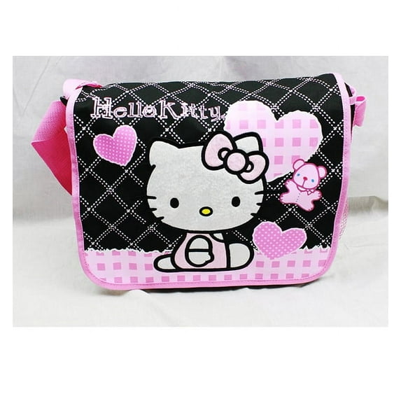 Messenger Bag - Hello Kitty - Black heart Checker New School Book Bag 81589