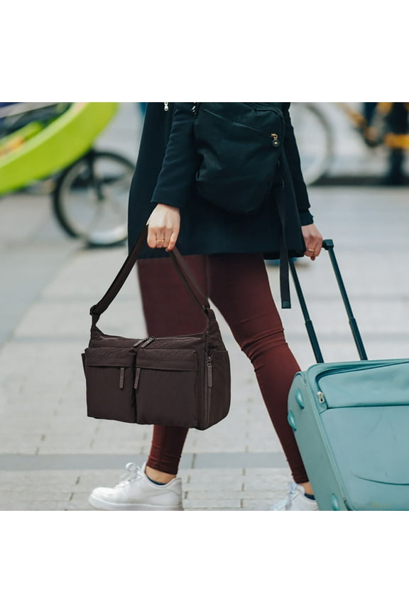 Messenger Bag, Large Capacity Crossbody Laptop Bag, Multi-Pocket Waterproof Nylon Satchel for Women Travel Work