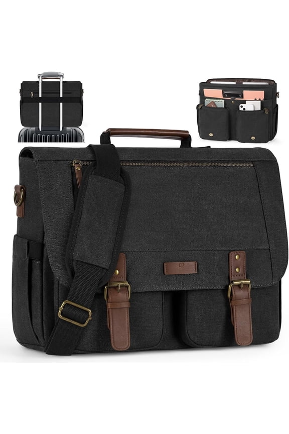 Messenger Bag for Men 15.6-17.3 Inch Laptop Bag Water-resistant Canvas Briefcase Satchel for Work College