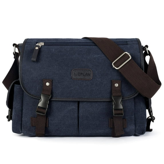 Messenger Bag for Men,Water Resistant Unisex Canvas Shoulder Bag,Vintage Military Crossbody Bag,14 inch laptop bag