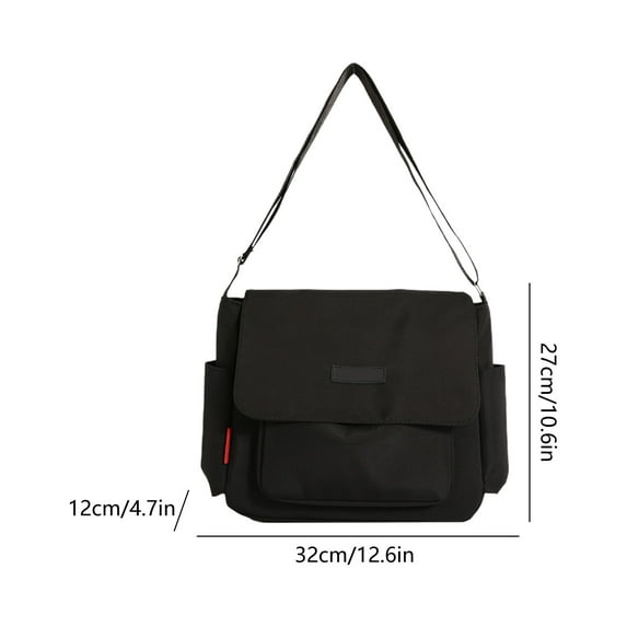 Messenger Bag for School Vintage Canvas Crossbody for Women Men Shoulder Laptop Bag, Suitable for Study Work Use (Black)