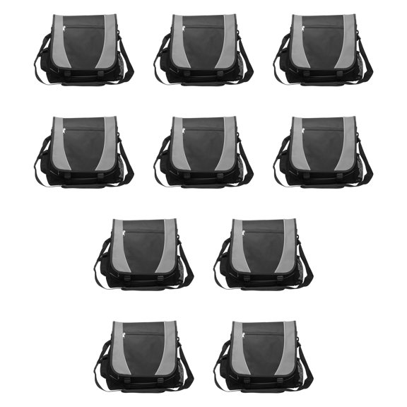 Messenger Bags & Laptop Bags Set of 10, Bulk Pack - Perfect for Employees, Students, And For Everyday Use - Grey