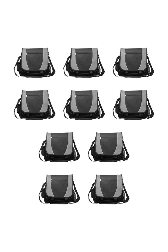 Messenger Bags & Laptop Bags Set of 10, Bulk Pack - Perfect for Employees, Students, And For Everyday Use - Grey