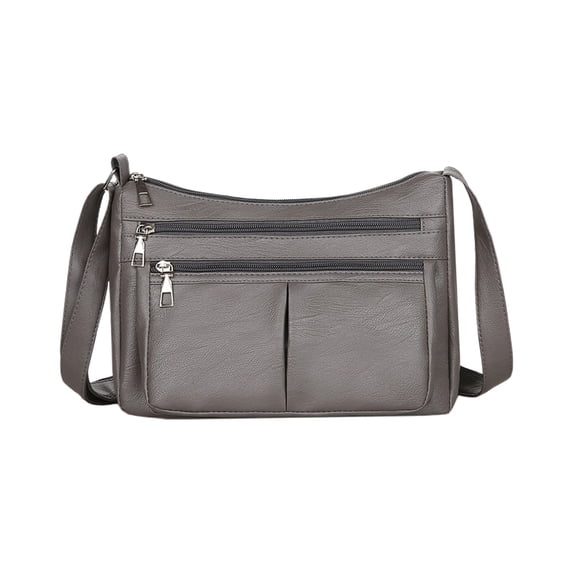 Messenger Bags Zipper Crossbody Bag with Wide Shoulder Strap Phone Wallet Shoulder Purse Multiple Zipper Pockets