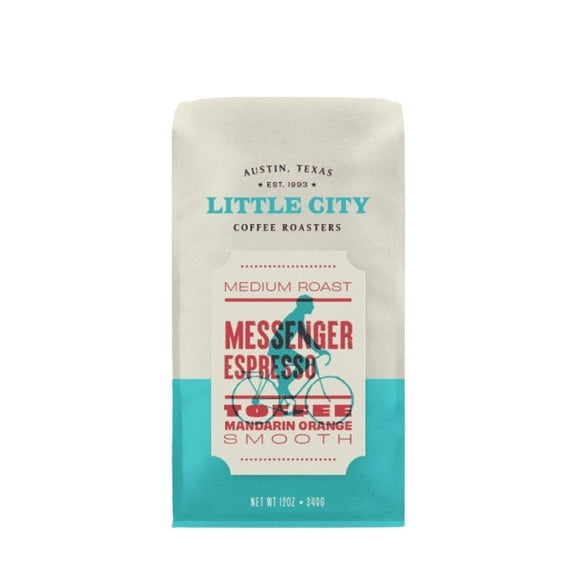 Messenger Espresso - Roasted by Little City Coffee Roasters - Whole Bean Coffee - 12 Ounce Bag