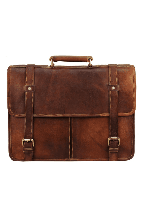 Messenger bag / Laptop bag / Genuine Goat Leather Vintage Brown Shoulder Briefcase Satchel Handmade Office Shoulder Bag unisex