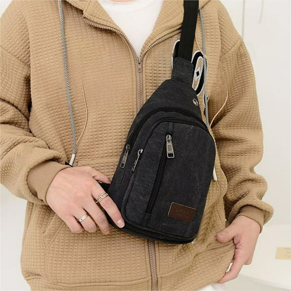 Messenger bag for Men,Small Sling Crossbody Backpack Shoulder Bag for Men Women,Canvas Strap Backpack Sling Bag