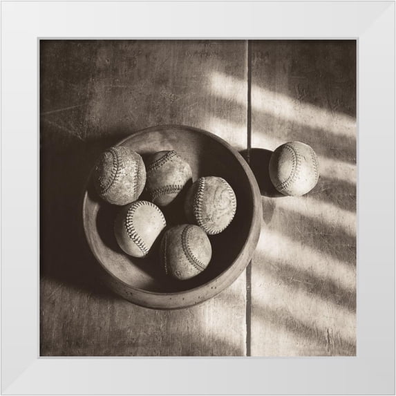 Messer, Judy B. 12x12 White Modern Wood Framed Museum Art Print Titled - Baseball Nostalgia II