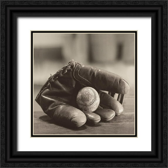 Messer, Judy B. 26x26 Black Ornate Wood Framed with Double Matting Museum Art Print Titled - Baseball Nostalgia I