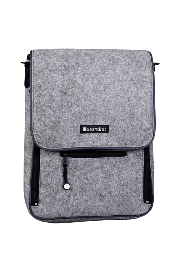 6 Pocket Felt Messenger Bag, Heather Gray