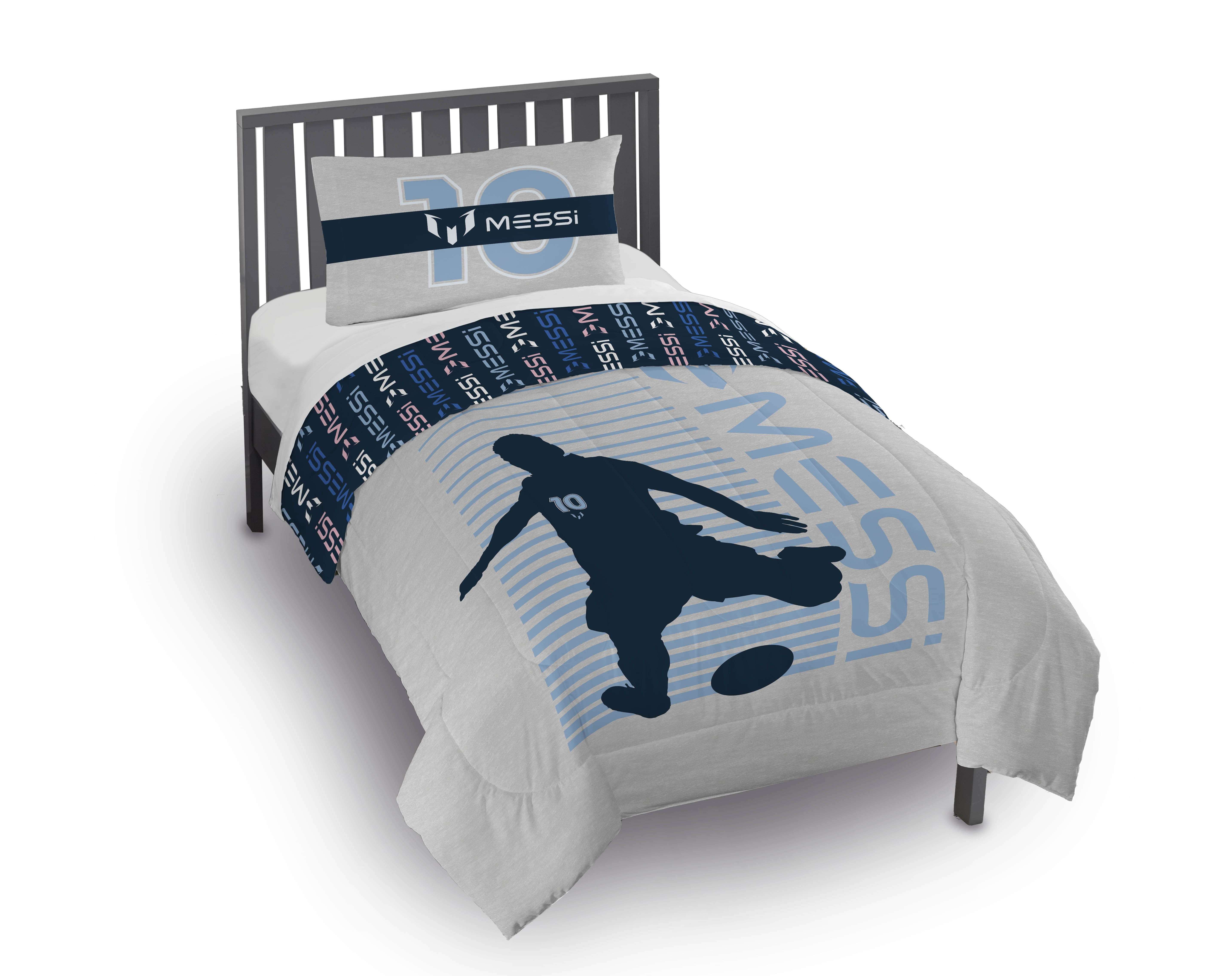 Messi Kids 2 Piece Grey Reversible Comforter and Pillowcase