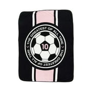 Messi 46 x 60 Coral Fleece Throw, Polyester, Pink & Black, Messi
