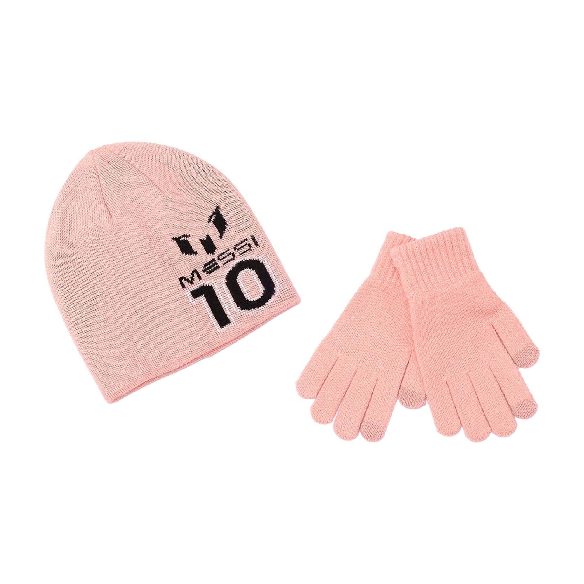 Messi Boy's Beanie Hat and Glove Set, 2-Piece, One Size Fits Most in the Age Group 4-10